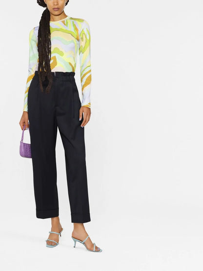 Paperbag-Waist Straight Leg Trousers
