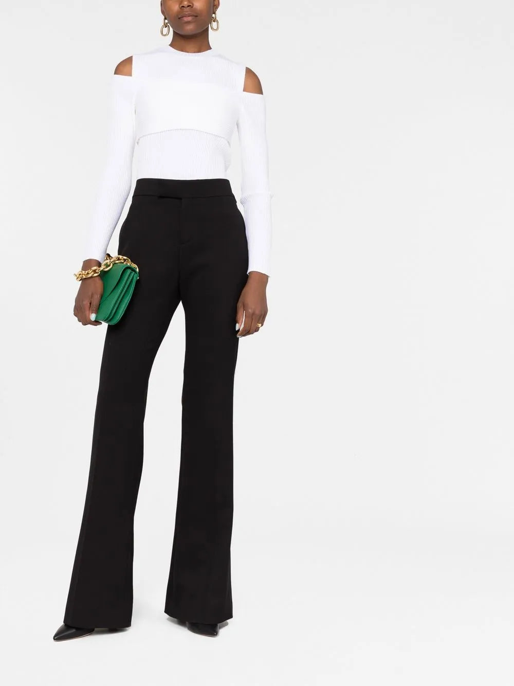 Flared-Leg Tailored-Cut Trousers