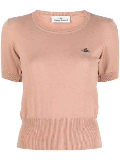 Orb-Embroidered Knitted Top