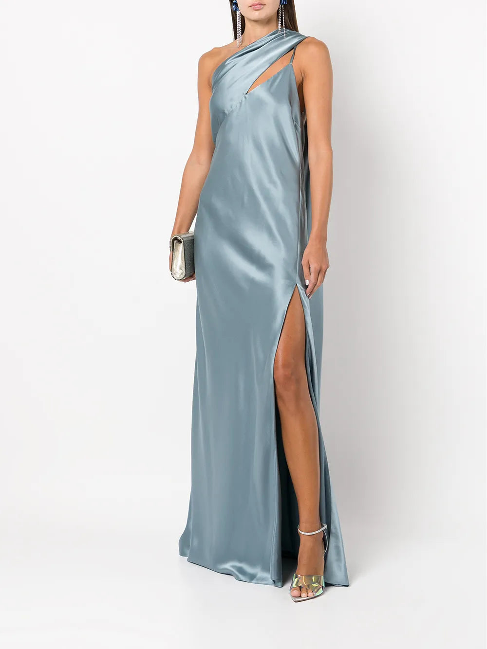 Side-Slit One-Shoulder Gown