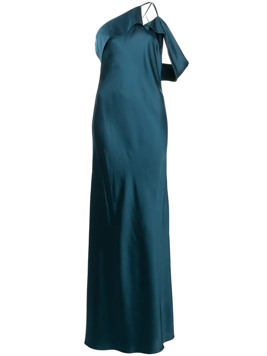 Bias-Cut One-Shoulder Gown
