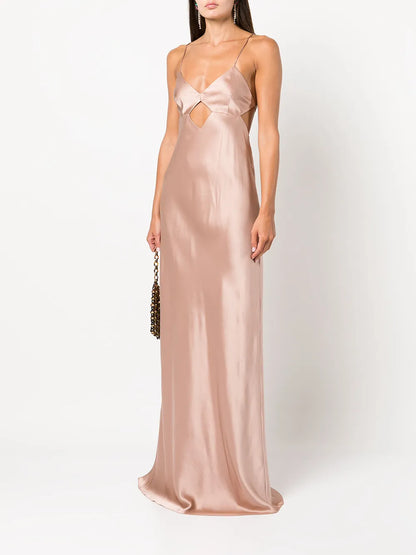 Cut-Out Detail Silk Gown