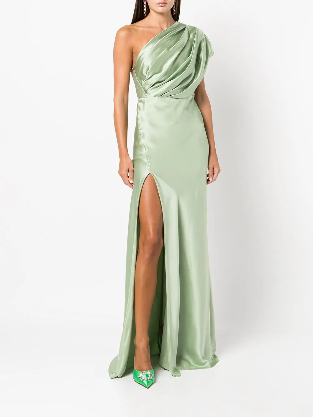 Side-Slit One-Shoulder Gown