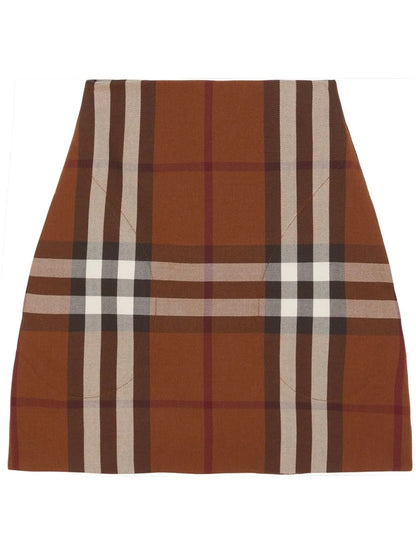 Check-Print Wool-Blend Skirt