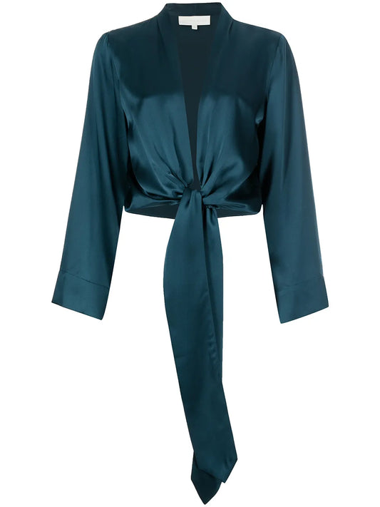 Long Sleeved Tie-Waist Blouse