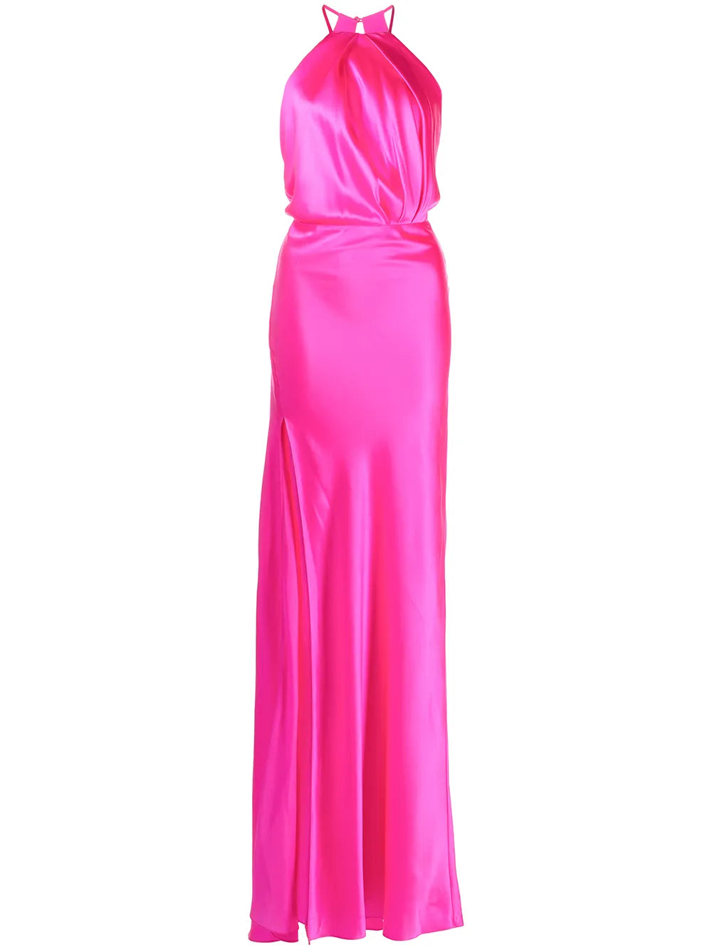 Pleat-Detail Halterneck Gown