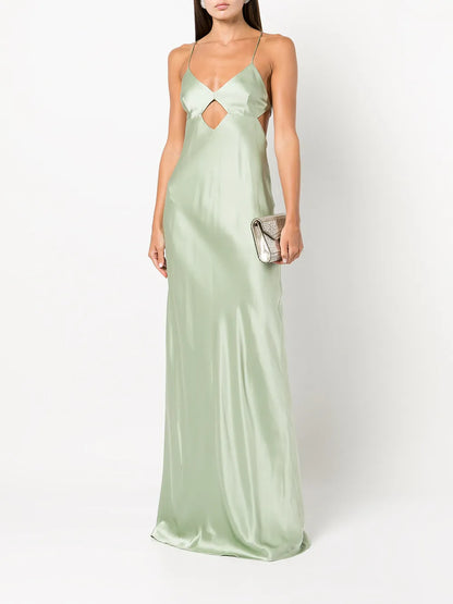 Cut-Out Detail Silk Gown
