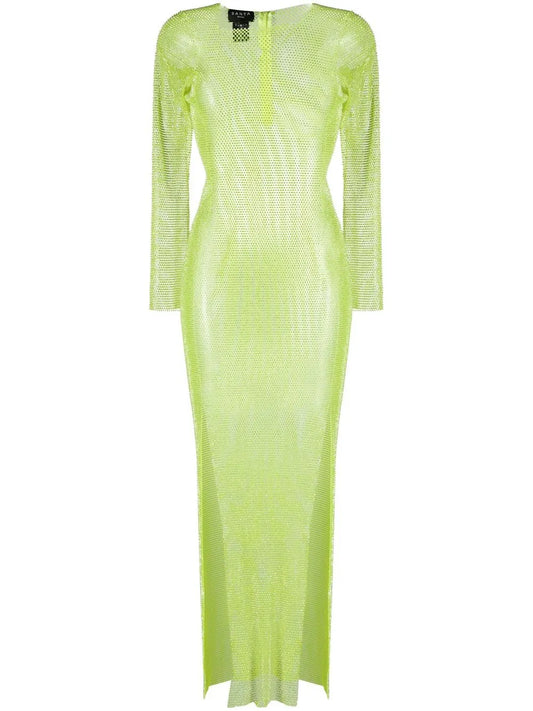 Diamonds Rhinestone-Embellished Mesh Maxi Dress