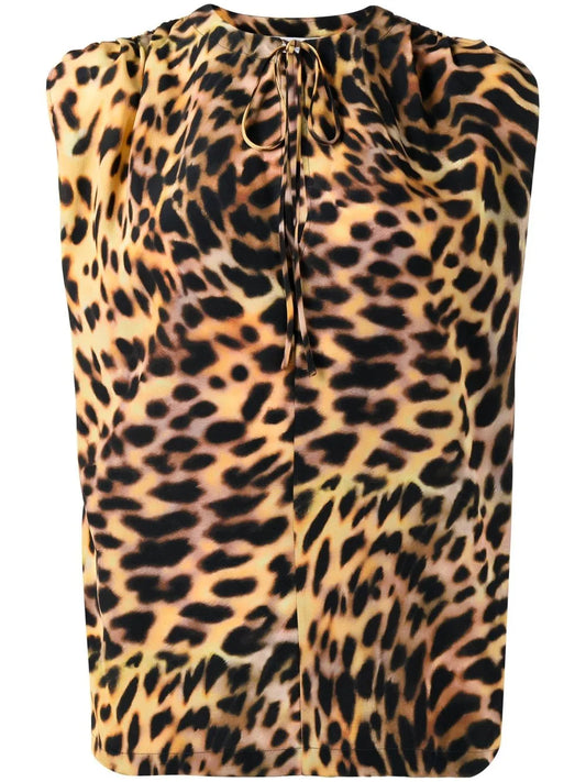 Leopard-Print Silk Blouse