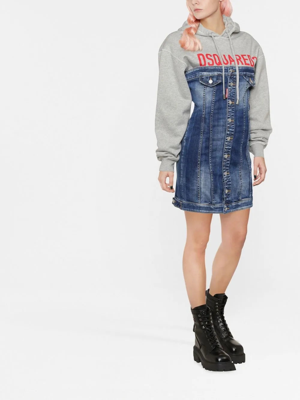 Logo-Print Panelled Hoodie Dress