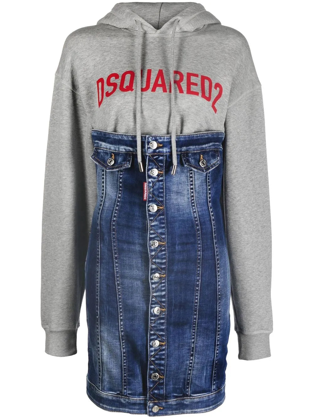 Logo-Print Panelled Hoodie Dress