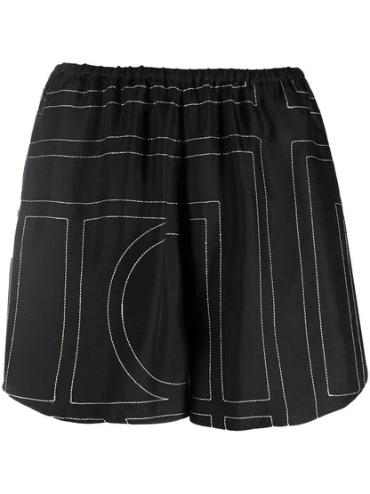 Geometric-Print Silk Shorts