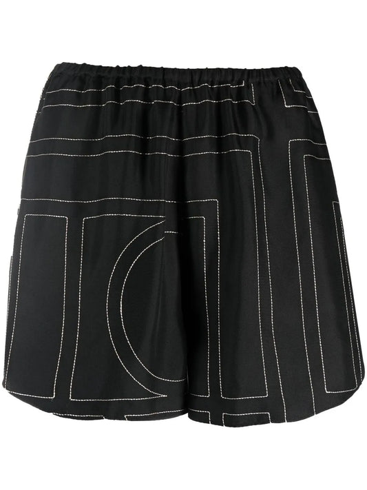 Geometric-Print Silk Shorts