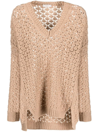 V-Neck Woven Jumper