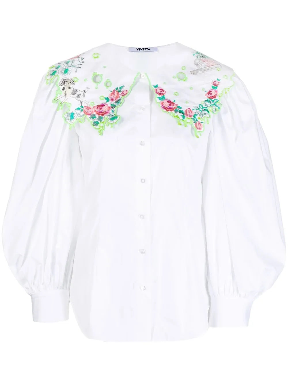 Embroidered-Collar Blouse
