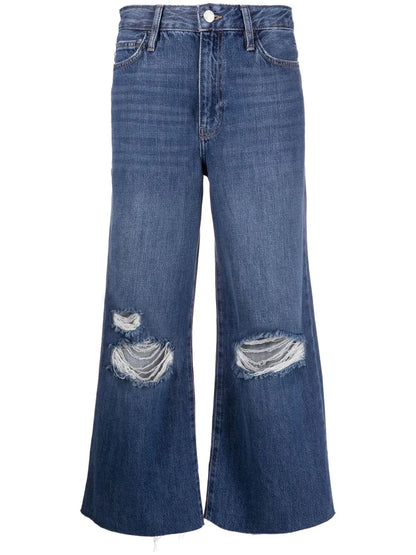 Distressed Cropped-Leg Jeans