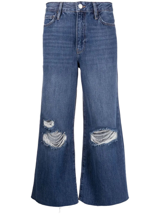 Distressed Cropped-Leg Jeans