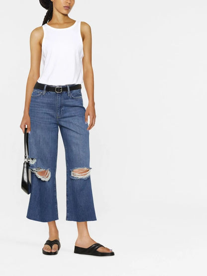 Distressed Cropped-Leg Jeans