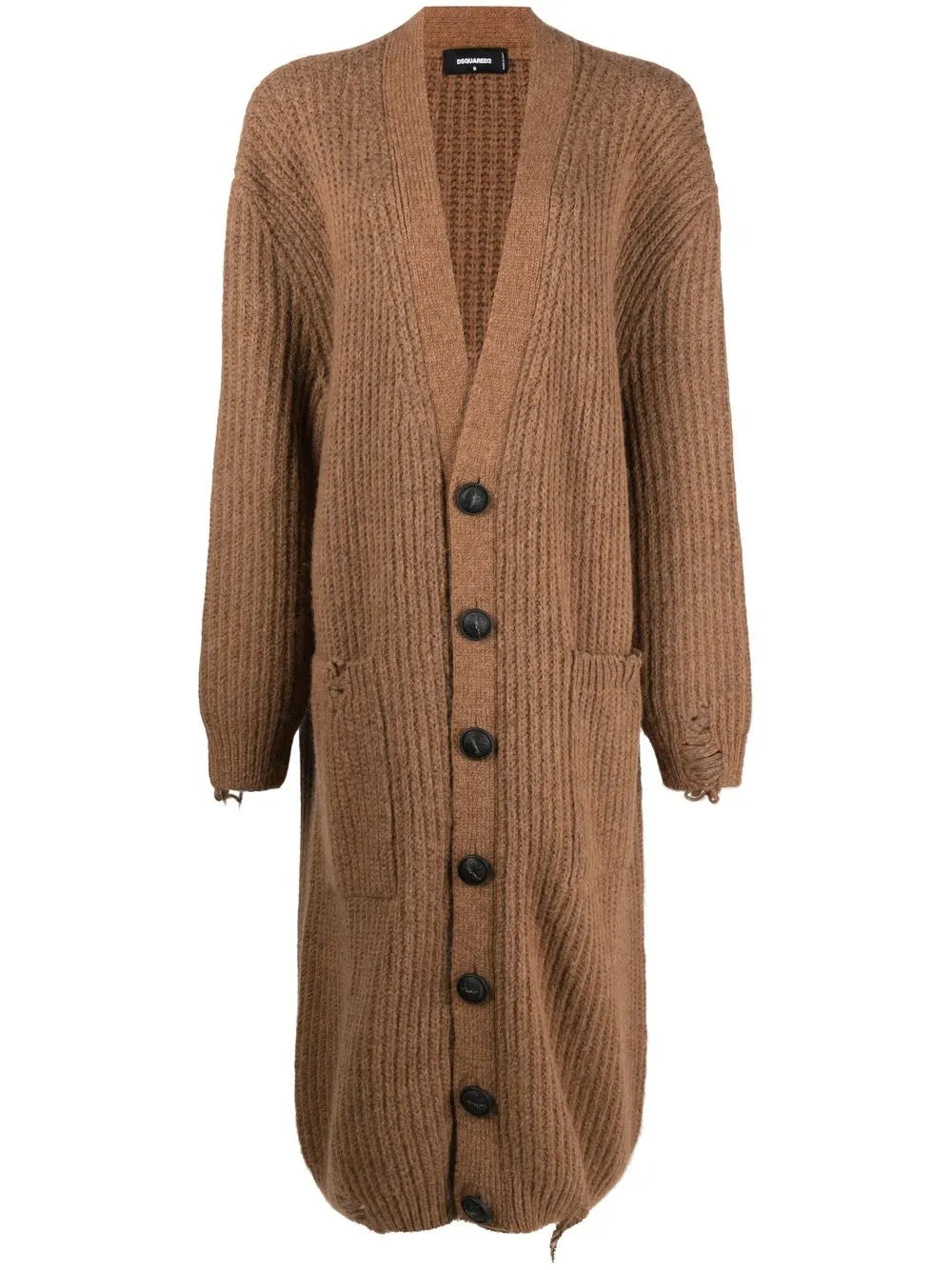 Extra-Long Distressed Knitted Cardigan