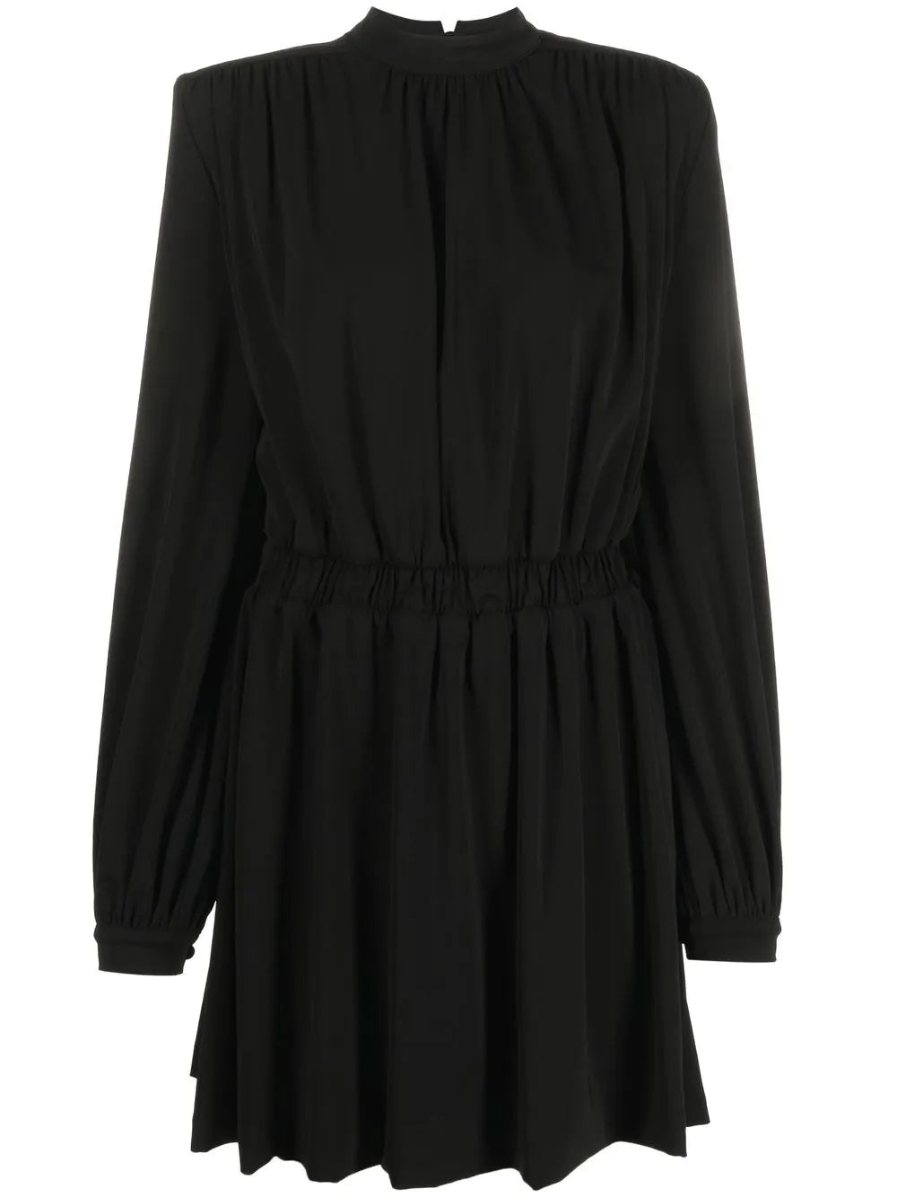 Gathered Mock-Neck Mini Dress