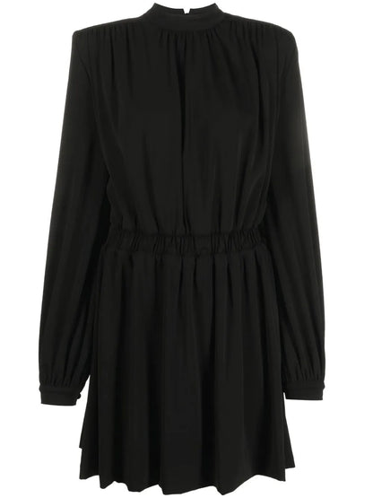 Gathered Mock-Neck Mini Dress
