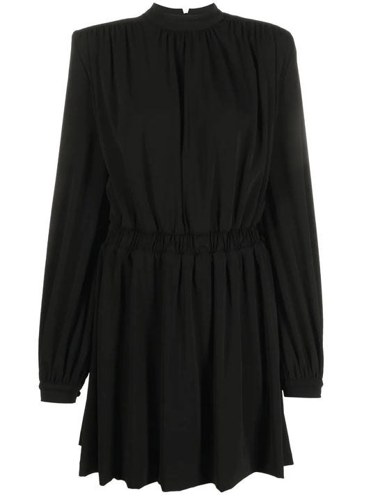 Gathered Mock-Neck Mini Dress