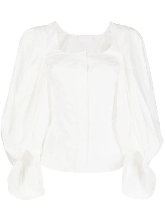 Square-Neck Puff-Sleeve Blouse