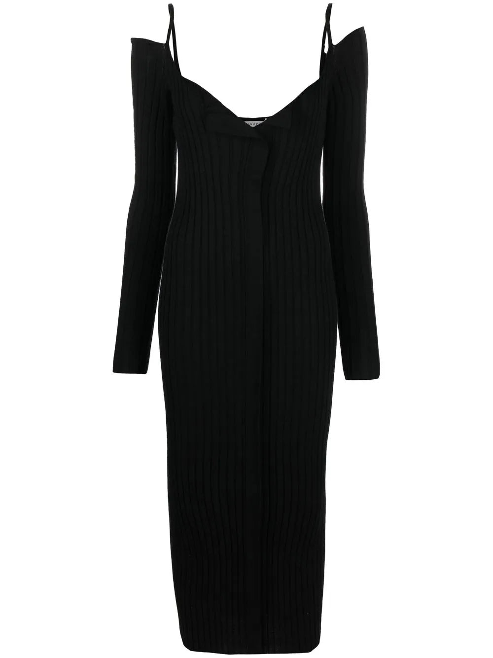 Ribbed-Knit V-Neck Dress