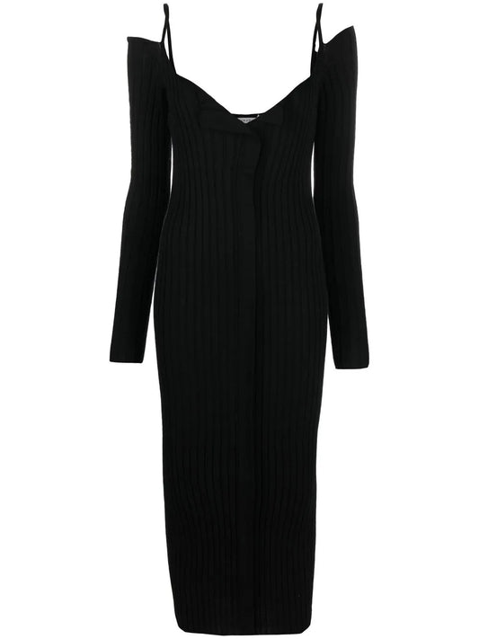 Ribbed-Knit V-Neck Dress