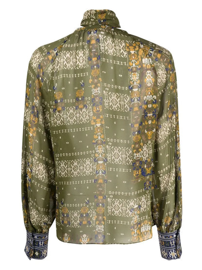 Neck Tie Abstract-Print Shirt