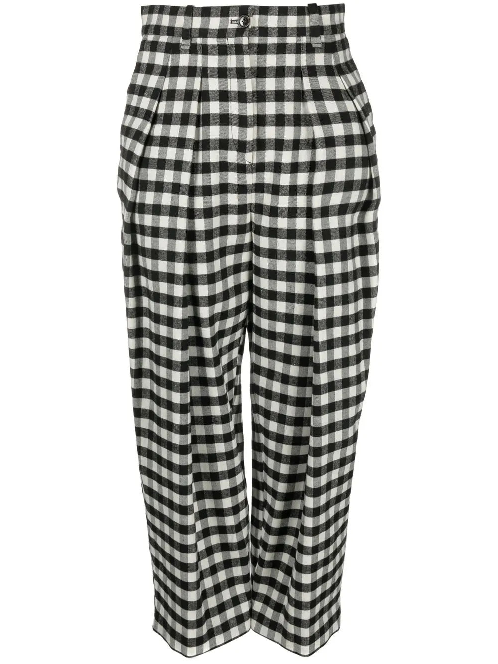 Checkerboard-Print Culotte-Length Trousers