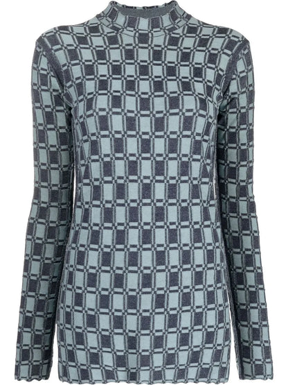 Geometric-Print Long-Sleeve Jumper