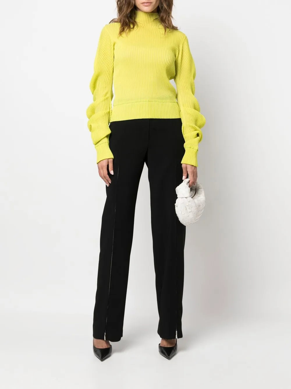 Zip-Detail Wide-Leg Trousers
