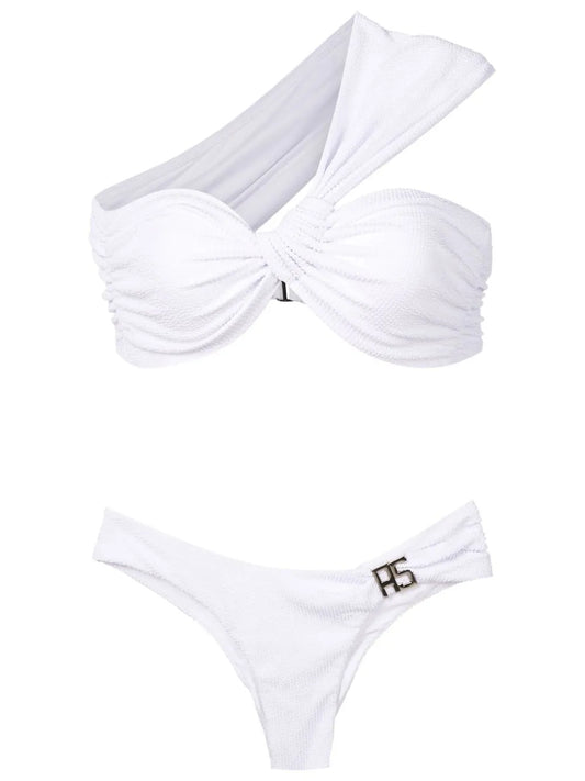 Fine-Ribbed One-Shoulder Bikini
