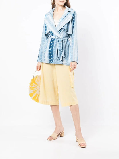 Tie-Dye Trench-Style Blouse
