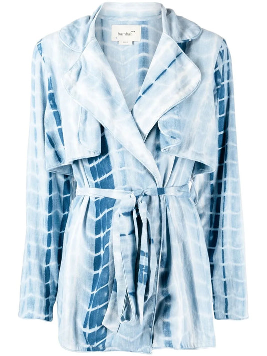 Tie-Dye Trench-Style Blouse
