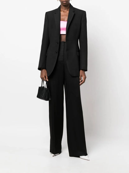 Pleat-Detail Straight-Leg Trousers