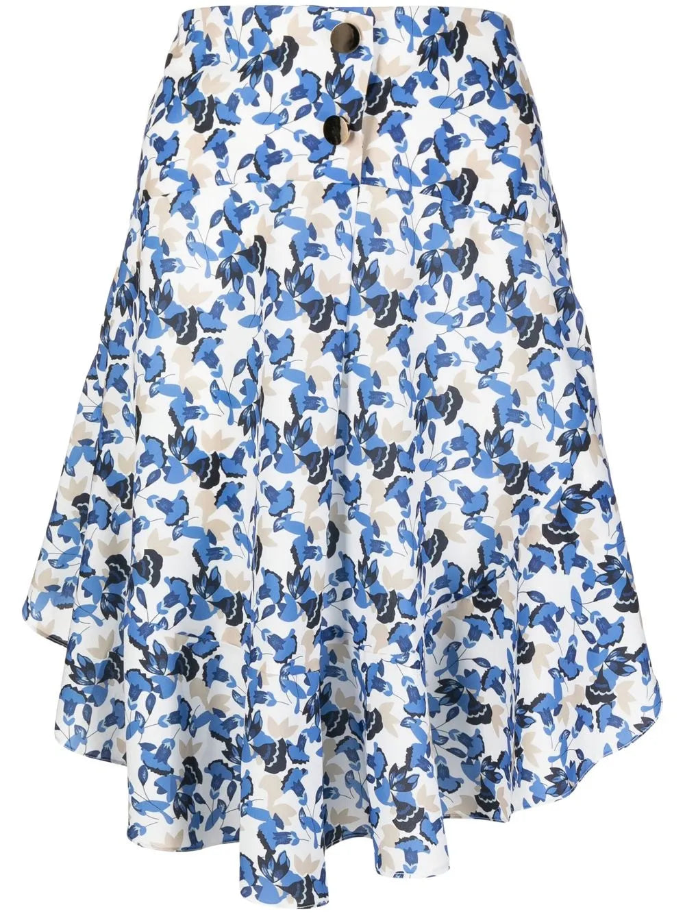 Asymmetric Floral-Print Skirt