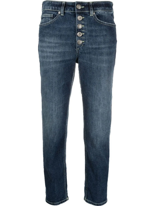 Bleach-Effect High-Waisted Jeans