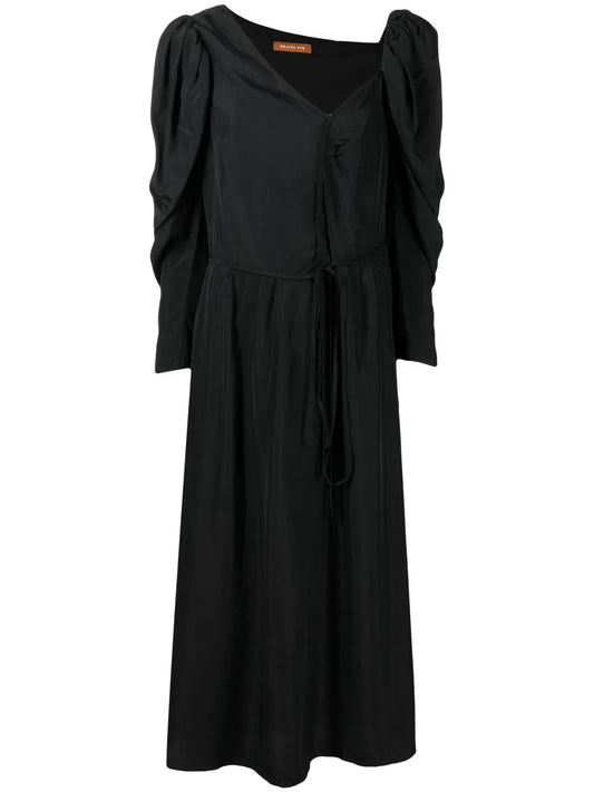 Long-Puff Sleeve Midi Dress