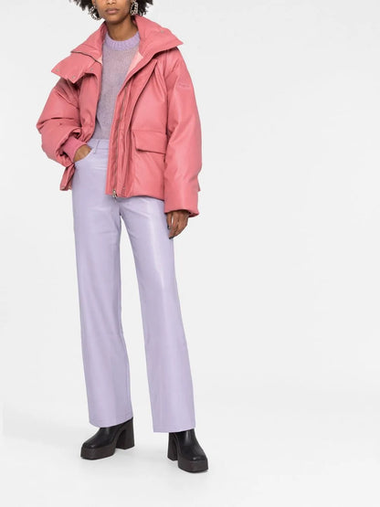 Faux-Leather Puffer Jacket