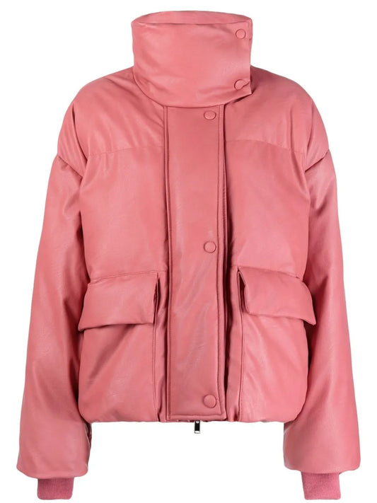 Faux-Leather Puffer Jacket