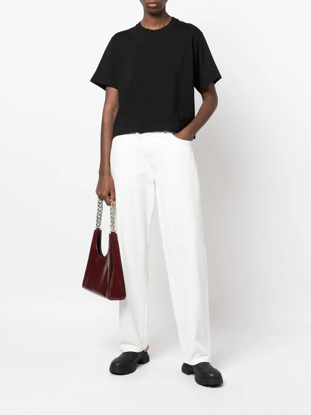 Crew-Neck Straight-Hem T-Shirt