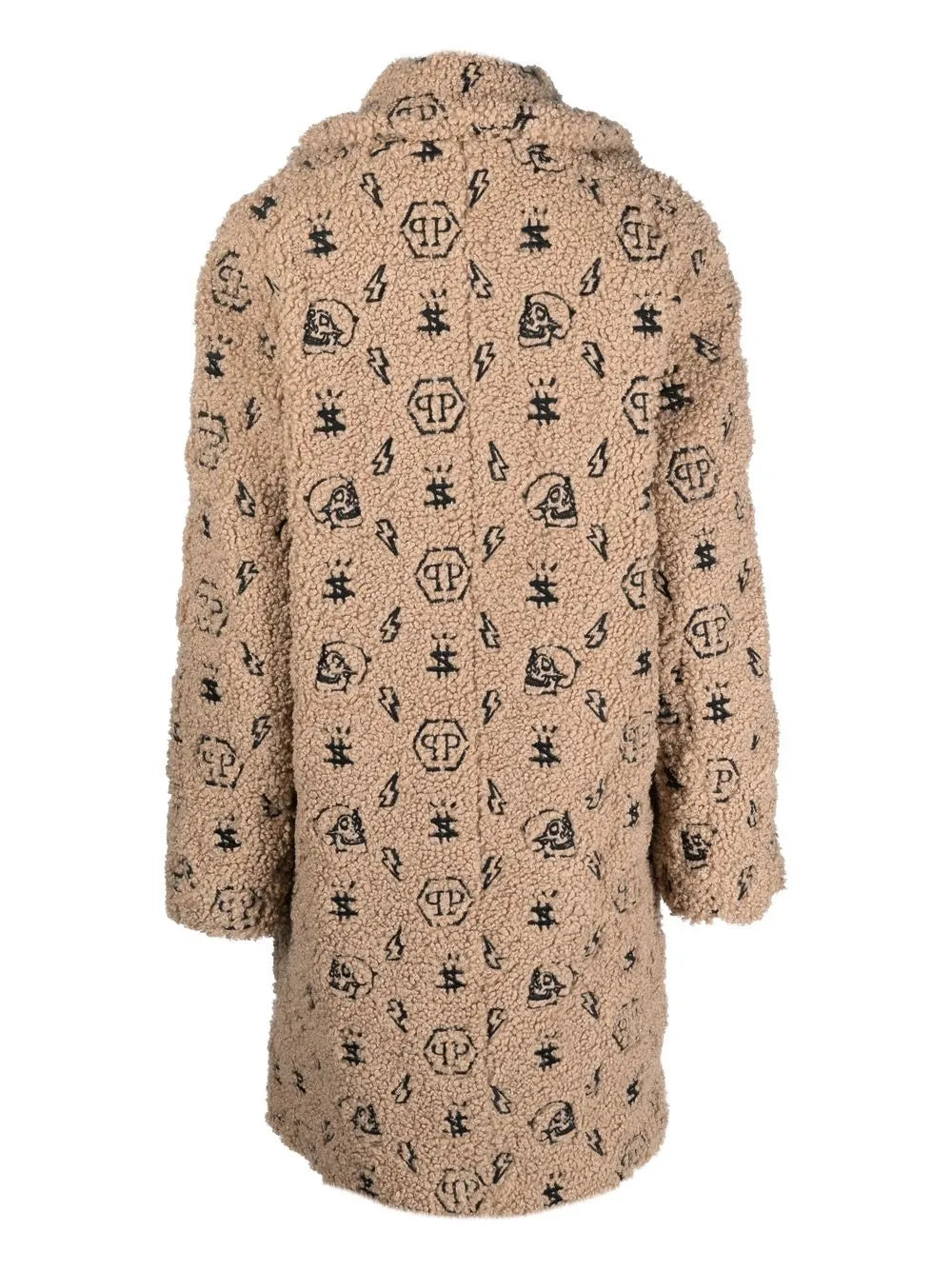 Faux-Fur Embroidered-Monogram Coat