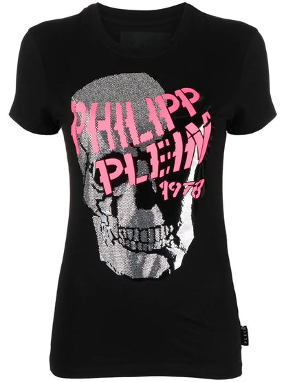 Skull Strass V-Neck T-Shirt