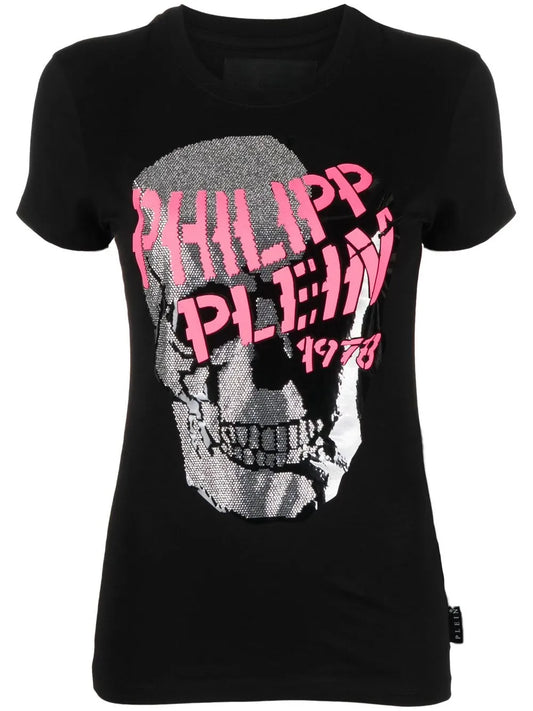 Skull Strass V-Neck T-Shirt