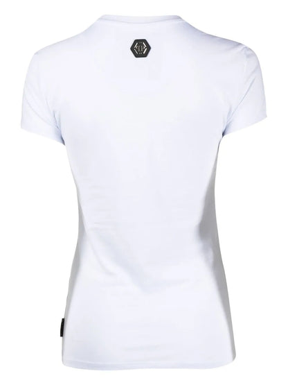Skull-Strass V-Neck T-Shirt