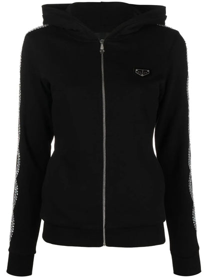 Rhinestone-Embellished Full-Zip Hoodie