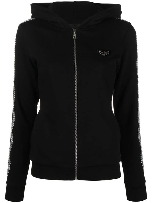 Rhinestone-Embellished Full-Zip Hoodie