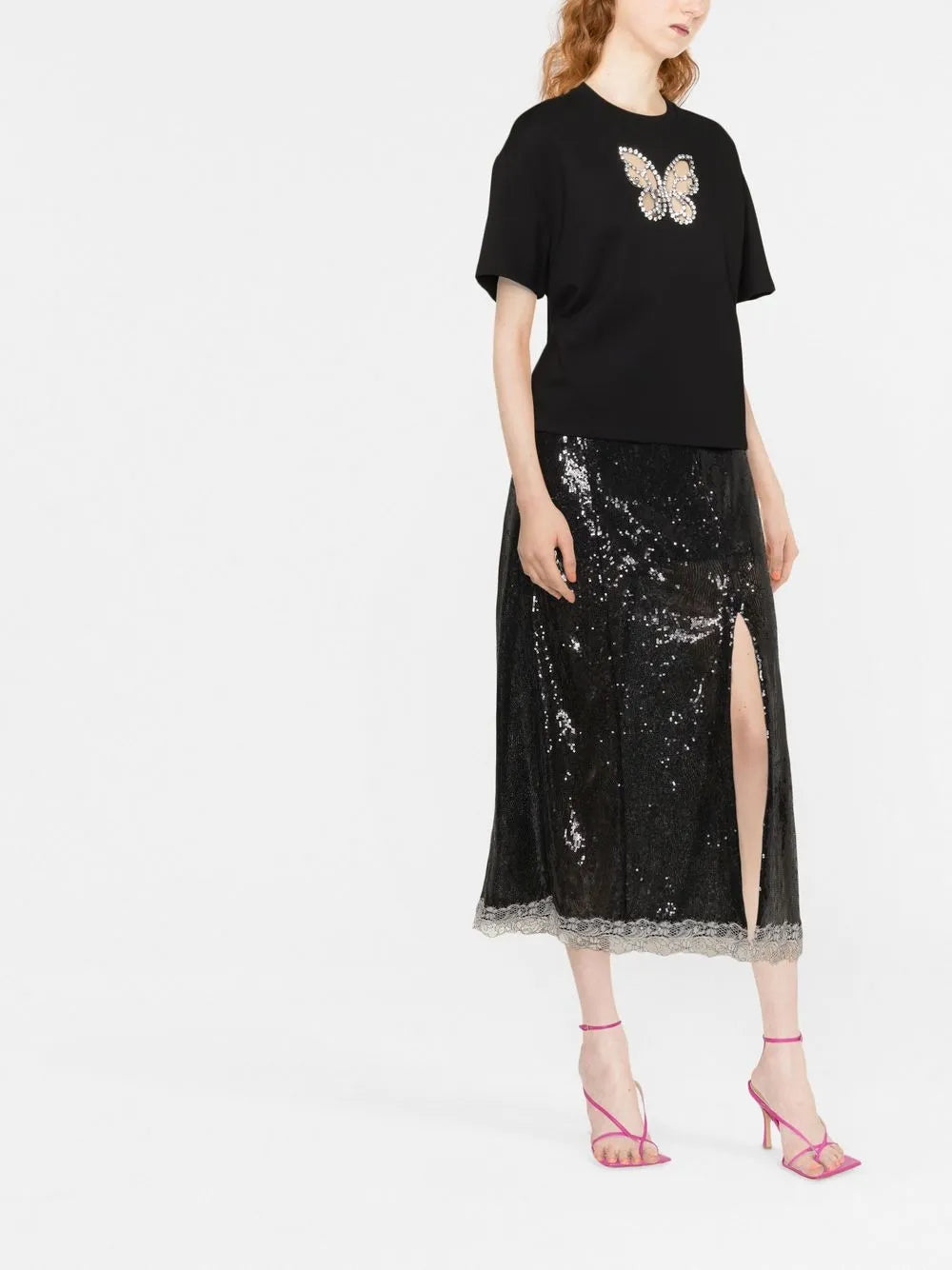 Sequin-Embellished High-Waisted Skirt